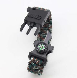 Wholesale outdoor survival bracelets for sale - Group buy new Paracord parachute cord survival bracelet outdoor camping sos Rescue tool bike cycling wristband with led lamp lights compass euipment