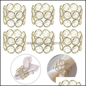 Sashes Chair Ers Home Textiles Garden Napkin Buckle Wedding Plate Crystal Paper Towel Ring Gold Color Drop Delivery Yqri9