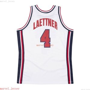 Özel Dikişli Christian Laettner #4 Beyaz 1992 Jersey XS-6XL MENS TROMAKS BASKETLİ Formaları Ucuz Erkek Kadın Gençlik Jers