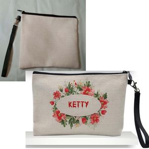 1000 stücke 25 cm x 16 cm Sublimation Leinen kosmetiktaschen DIY frauen blanko reißverschluss make-up tasche telefon handtasche