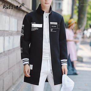 Men's Trench Coats Wholesale- Autumn Winter Mens Coat Mandarin Collar Long Sleeve Slim Fit Trend Zipper Plus Size 3XL1