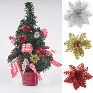 メリークリスマスツリーの装飾グリッターのための14cmのクリスマスの花の造られた造られた花の頭の結婚式のクリスマス供給w-00330