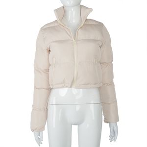 Winter Thick Warm Short Parkas Women Fashion Stand Collar Coats Lady Elegant Long Sleeve Zipper Down Jackets