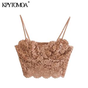 Kpytomoa النساء مثير الأزياء الدانتيل bralette اقتصاص خزان الأعلى خمر عارية الذراعين قابل للتعديل رقيقة حزام الإناث كاميس شيك قمم 201028