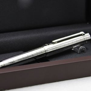Metal Famous Pen Without Red Wood Box Silver Checkered Ballpoint Pen Writer Leverant r Business Office and School Fashion