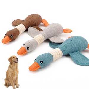 Dog Toy Resistance Bite Chew Toys Squeaky Sound Pet Toy for Cleaning Teeth Puppy Dogs Chew Supplies Cartoon Wild Goose Plush