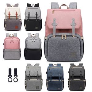 Maternity Diaper Bag USB Mommy Nappy Baby Care Backpack Fashion Travel Plecaki pielęgniarskie do mamy Wielofunkcyjne Worki wózki 201120