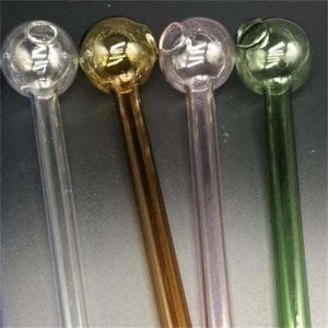 Hot Sale Glass Pipe High Borosilicate Smoke Tool Glasses Straight Type Multi Colours Hand Spoon Smoking Pipes qf L2