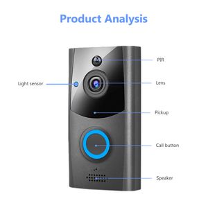 FreeShipping WIFI Doorbell Smart Video campainha sem fio Intercom Waterproof Segurança Exterior Portão Phone Camera HD p Home Monitor PIR