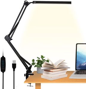 LED Desk Lamp Eye-Caring Adjustable Swing Arm Table Lamps with Clamp reading lights night light for Study Reading Work Task Offi Comfortable