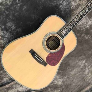 Custom d kroppsform 41 tum akustisk gitarr i natrual abalone bindande ebony fingerboard solid gran topp