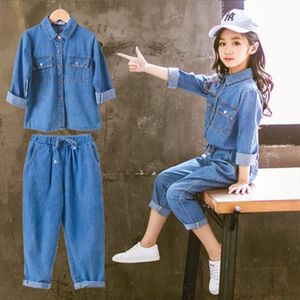 Kids roupas terno para adolescentes meninas outono de manga longa camisa com capuz top calças para crianças roupas moda roupas 4 10 anos lj200915