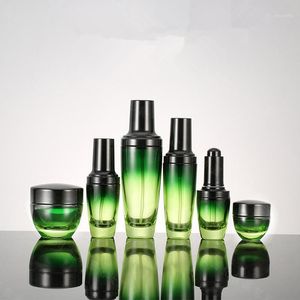 Butelki do pakowania Butelki Zielone Szklane Pusta Kosmetyczna Pojemnik Esencja Kroplówka Spray Cream Sottling g g ml1