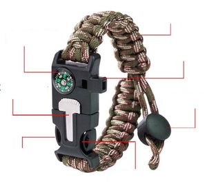 Wholesale outdoor survival bracelets resale online - Survival Bracelets Wristband Outdoors Gear Paracord Bracelet Hiking Camping Travel Mountain Climbing Knife Whistle Rescue Emergency tool