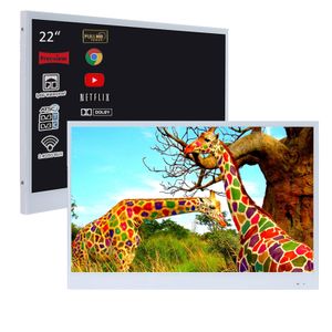 Soulaca 22 polegadas Smart White Color LED Television para banheiro Decoração de salão WiFi Android Chuveiro TV Embedded