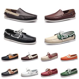 Casual Shoes topMen Leather Fashion Loafers Outdoor Sneakers Bottom Low Cut Classic Triple White Black Gr