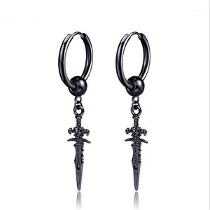 Stud Retro Black Cool Sword Cross Earrings Piercings For Women & Men Personality Non Piercing Fake Punk Jewelry1