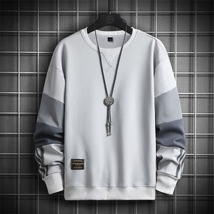 Mens Sweatshirts Long Sleeve Round Neck Autumn Hoodie Men Sweatshirt Patchwork Fashion Streetwear Trendy Male Clothing 220215