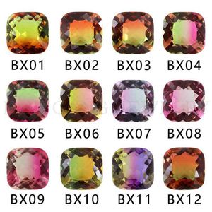 Cushion Shape Watermelon Tourmaline Stone Synthetic Glass Loose Beads Size 6x6mm-14x14mm For Jewelry Making Free