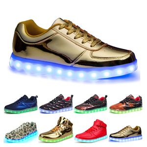 Womens Big Luminous Casual Shoes Mens Size 36-46 Eur Fashion Breathable Comfortable Black White Green Red Pink Bule Orange Two 6 77