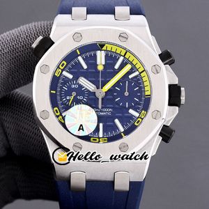 JF New 26703 26703ST ETA 7750 Chronogrpah automatico Orologio da uomo Cronometro Quadrante blu Cassa in acciaio Cinturino in caucciù blu Orologi Hello_Watch