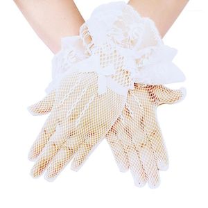 Five Fingers Gloves 1pair Women Protection Driving Full Finger Ladies Elegant Knitted Net Short Party Courtesy Lace Summer1