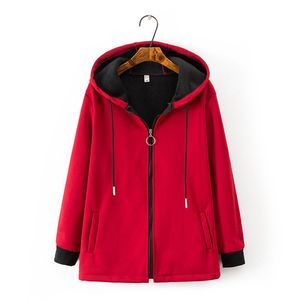 패션 플러스 사이즈 4XL 가을 겨울 복합 스웨이드 자켓 여성 후드 쇼트 코트 몰려 겉옷 여성 캐주얼 탑 G315 201106