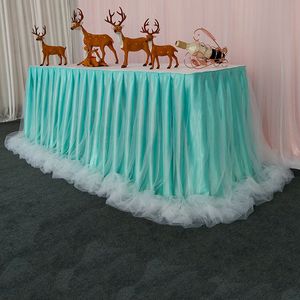 Chiffon Organza Wedding Table Kjol för bordduk Fest bröllop födelsedagsfest baby shower bankett dekoration bord kjol 201229e