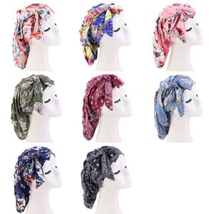Bohemian Slouchy Turban Cap Headscarf para cabelos compridos com faixa gravata headwraps mulheres islâmica underscarf acessórios de cabelo encaracolado