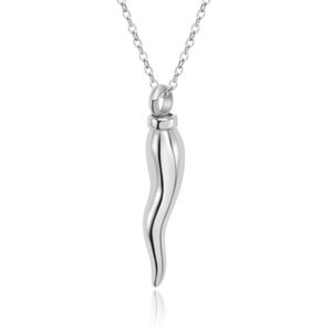 Italian Horn Cremation Jewelry for Ashes Stainless Steel Pendant Keepsake Memorial Funeral Urn Necklace for Men Women