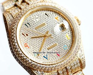 9 stylów Wysokiej jakości zegarki 41 mm 126300 Full Diamond 18K Gold Cal.3255 Autoamtyczne męskie zegarki Diamenty Skittles Arabic Diamond Bransoletowe Pieczęci na rękę