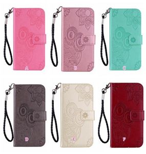 Fashion Owl Flower Leather Wallet Phone Cases For Samsung A33 A53 A22 5G Galaxy S22 Plus Ultra A13 4G Print Lace Animal Card Holder Flip Cover Night Bird Book Strap