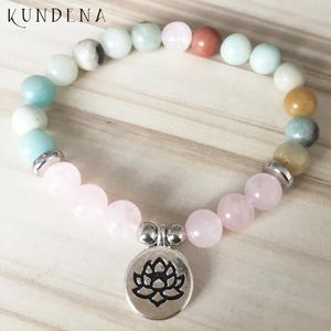 Tennis Lotusblume Charm Armbänder für Frauen Yoga Namaste Armband Rosenquarze Amazonit Stein Handgelenk Armband1