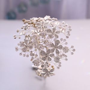 TRiXY H273 Zarter Braut-Stirnband, Hochzeits-Haarschmuck, glitzernde Hochzeits-Tiara und Krone, florale Kopfbedeckungen für Braut und Brautjungfern W0104