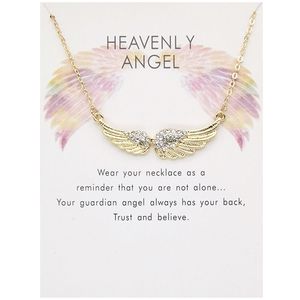 Flügel von Engeln Anhänger Halskette mit Geschenkkarte Gold Silberfarben Strass Flügel Halsketten Modeschmuck