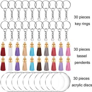 Красочные кисточки для брелок Высокий прозрачный акриловый ключ кольцо комбинации набор Party DIY Handmade подарки