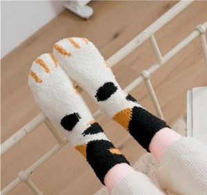 Winter Warm Cat Paw Socks 6 stilar Söt sammet Fuzzy Socks Sova Socks Hem Fluffy Soft Golv Sock Jul Tjocka Strumpor