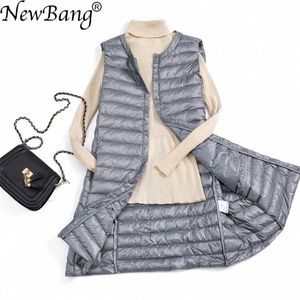 Bang Casual Gilet in piumino ultraleggero Donna Gilet lungo antivento leggero e caldo Cappotto femminile Slim senza maniche 211220