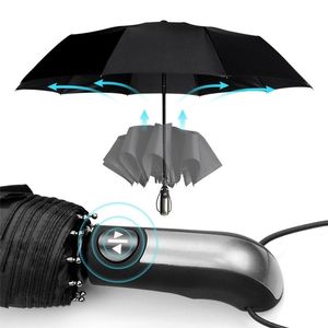 Tam-Otomatik Yağmur Rüzgar Dayanıklı 3 Folding Büyük Seyahat Iş Araba 10 K Temizle Adam Kadınlar için Şemsiye 201104
