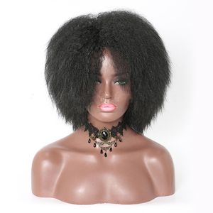 DHL Shipping Syntetisk Afro Kinky Curly Short Bobo Paryk Simulering Mänskliga Hår Parykor Perruques de Cheveux FUNNS JS9330