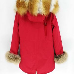 Fashion women's real rabbit fur lining winter jacket coat natural fox fur collar hooded long parkas outwear DHL 5-7 Days 201125