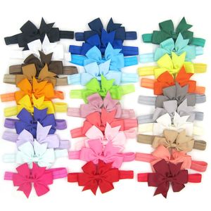 Bambini fatti a mano Colore solido Bowknots Fascia per bambini Elastic Infant Hairbands per bambini Accessori per capelli moda