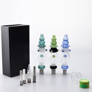 Paladin886 CSYC NC040 Glas-Wasserbong-Geschenkbox, 510 Keramik-Quarz-Nagel-Dabberschale, Außendurchmesser 39 mm, ca. 8,54 Zoll, Big-Tower-Stil, Dab-Rig-Rauchpfeife