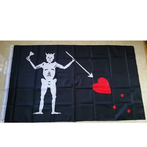 Black Beard Edward Teach Piratenflaggen, heiße Verkäufe, hochwertiges 100D-Polyester, 90 x 150 cm, lebendige Farbe mit Messingösen