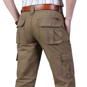 Men's Cargo Pants Casual Cotton Pants Multi Pockets Overalls Military Tactical Pants Men Outwear Straight Trousers Plus Size 44 LJ201007