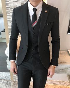 Męskie garnitury Blazers Slim Fit Business Mężczyźni na obiad 3 sztuk Brytyjski styl Ślub Groom Smokingu męska Kamizelka mody Kamizelka z spodniami 215