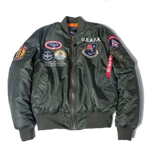 2020 A/W USAFA vintage pilot bombplan flygjacka us air force top gun herrkläder märken vinter armé USN USMC broderi LJ201013