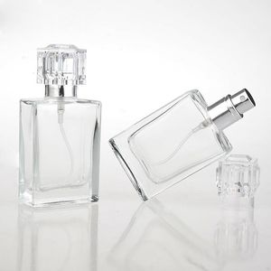 Factory Price Square Transparent Refillable Glass Perfume Atomizer Bottle Portable Empty Spray Bottle For Travel Large Stocks