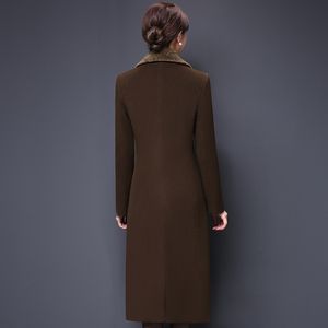 M-5XL 새로운 여성 양모 혼합 코트 겨울 패션 어머니 두꺼운 캐시미어 칼라 긴 재킷 따뜻한 슬림 탑 겉옷 여성 201103