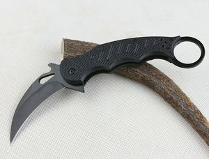 Lame pieghevoli classiche Karambit Coltello da artiglio 440C Lama nera Manico in alluminio Coltelli pieghevoli tattici da campeggio all'aperto